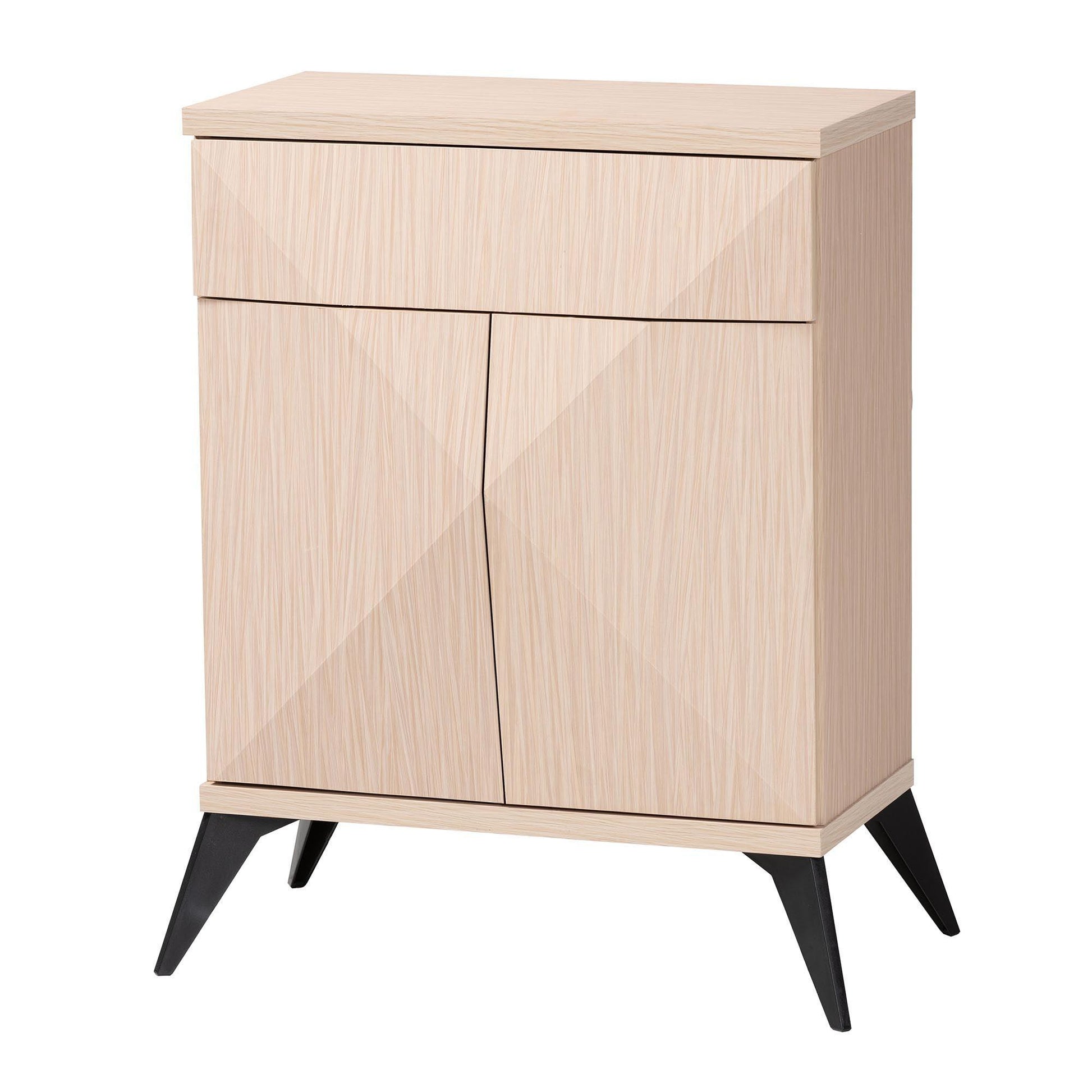 Baxton Studio Draper Mid-Century Modern Two-Tone Light Brown and Black Wood 2-Door Sideboard Buffet FredCo
