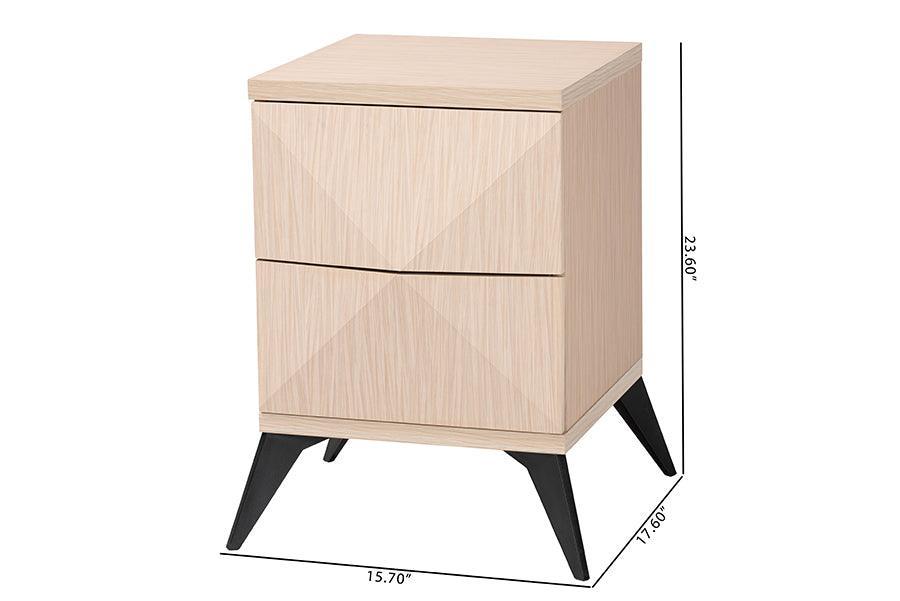 Baxton Studio Draper Mid-Century Modern Two-Tone Light Brown and Black Wood 2-Drawer Nightstand FredCo