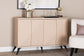 Baxton Studio Draper Mid-Century Modern Two-Tone Light Brown and Black Wood 4-Door Sideboard Buffet FredCo