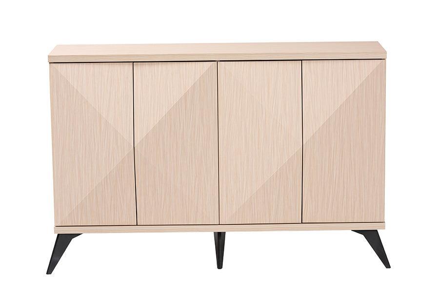 Baxton Studio Draper Mid-Century Modern Two-Tone Light Brown and Black Wood 4-Door Sideboard Buffet FredCo
