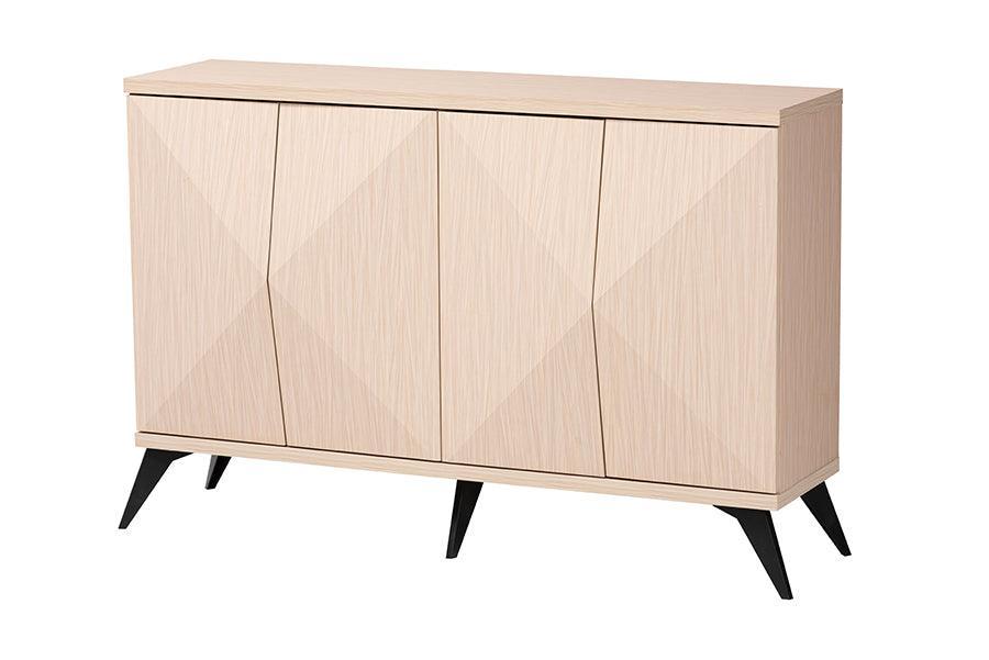 Baxton Studio Draper Mid-Century Modern Two-Tone Light Brown and Black Wood 4-Door Sideboard Buffet FredCo