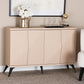 Baxton Studio Draper Mid-Century Modern Two-Tone Light Brown and Black Wood 4-Door Sideboard Buffet FredCo