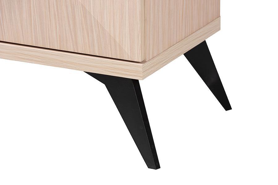 Baxton Studio Draper Mid-Century Modern Two-Tone Light Brown and Black Wood 4-Door Sideboard Buffet FredCo