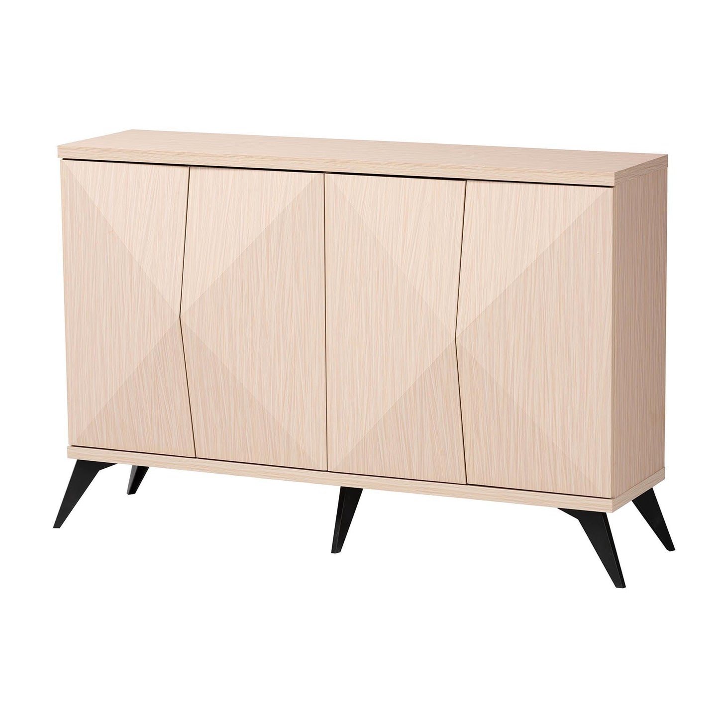 Baxton Studio Draper Mid-Century Modern Two-Tone Light Brown and Black Wood 4-Door Sideboard Buffet FredCo