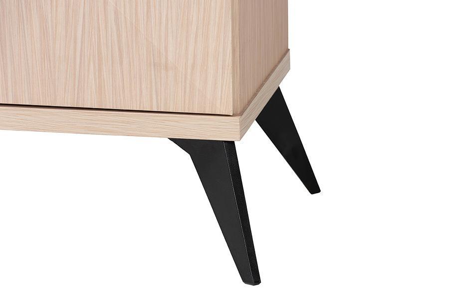 Baxton Studio Draper Mid-Century Modern Two-Tone Light Brown and Black Wood Kitchen Cabinet FredCo