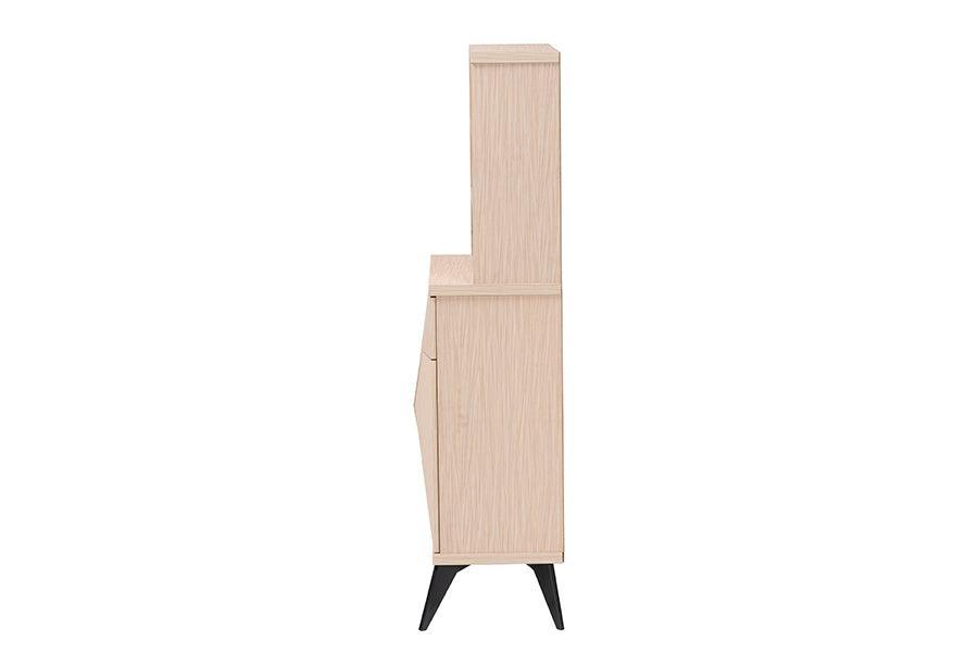 Baxton Studio Draper Mid-Century Modern Two-Tone Light Brown and Black Wood Kitchen Cabinet FredCo