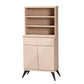Baxton Studio Draper Mid-Century Modern Two-Tone Light Brown and Black Wood Kitchen Cabinet FredCo