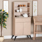 Baxton Studio Draper Mid-Century Modern Two-Tone Light Brown and Black Wood Kitchen Cabinet FredCo
