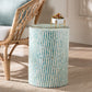 Baxton Studio Draven Modern Bohemian White and Blue Mother of Pearl End Table FredCo