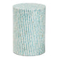 Baxton Studio Draven Modern Bohemian White and Blue Mother of Pearl End Table FredCo