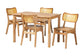 Baxton Studio Dulcet Mid-Century Modern Oak Brown Finished Wood and Rattan 5-Piece Dining Set FredCo