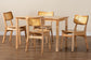 Baxton Studio Dulcet Mid-Century Modern Oak Brown Finished Wood and Rattan 5-Piece Dining Set FredCo