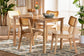 Baxton Studio Dulcet Mid-Century Modern Oak Brown Finished Wood and Rattan 5-Piece Dining Set FredCo