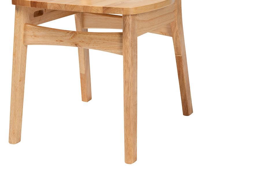 Baxton Studio Dulcet Mid-Century Modern Oak Brown Finished Wood and Rattan 5-Piece Dining Set FredCo