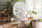 Baxton Studio Ediva Modern Bohemian White Natural Rattan Peacock Accent Chair FredCo