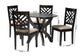Baxton Studio Edona Modern Sand Fabric and Walnut Brown Finished Wood 5-Piece Dining Set FredCo