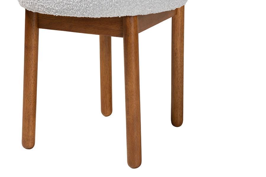 Baxton Studio Edric Modern Japandi Light Grey Boucle Fabric and Walnut Brown Finished Wood 2-Piece Dining Chair Set FredCo