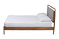 Baxton Studio Edwina Mid-Century Light Grey Boucle Fabric and Walnut Brown Wood Queen Size Platform Bed FredCo