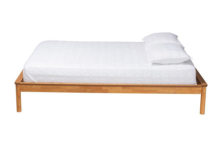 Baxton Studio Efren Mid-Century Modern Honey Oak Finished Wood Bed Frame FredCo