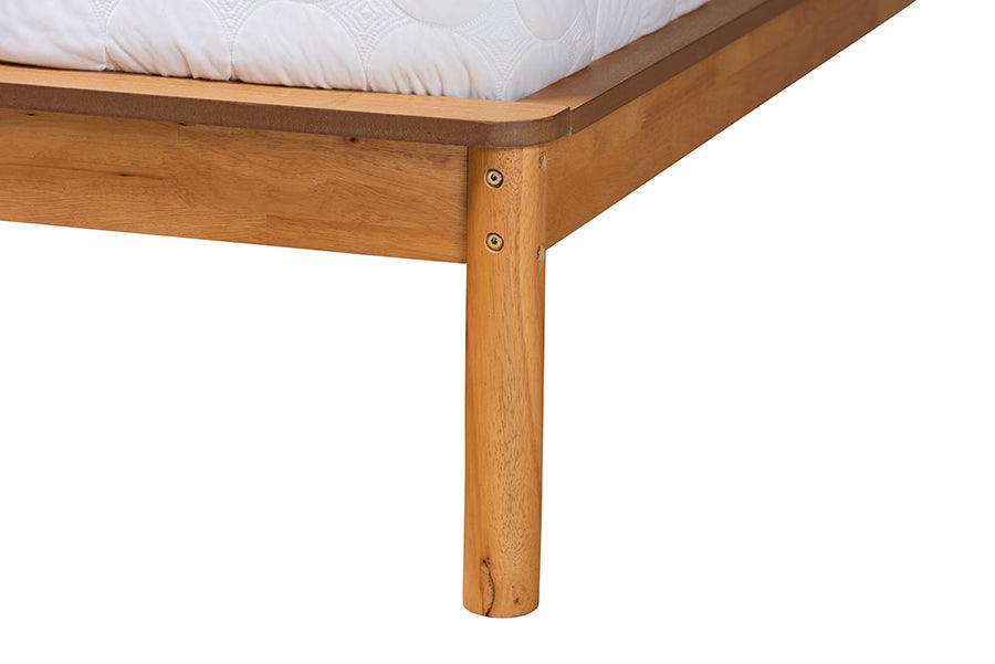 Baxton Studio Efren Mid-Century Modern Honey Oak Finished Wood Bed Frame FredCo