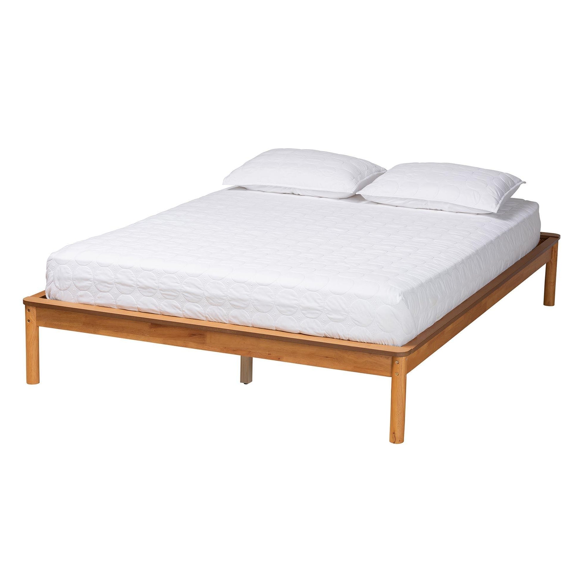 Baxton Studio Efren Mid-Century Modern Honey Oak Finished Wood Bed Frame FredCo