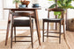 Baxton Studio Eira Counter Stool Set of 2- Walnut Wood Frame Counter-height Chair with Curved Backrest and Black Faux Leather Seat, Mid-Century Modern Kitchen Island Seating FredCo
