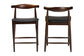Baxton Studio Eira Counter Stool Set of 2- Walnut Wood Frame Counter-height Chair with Curved Backrest and Black Faux Leather Seat, Mid-Century Modern Kitchen Island Seating FredCo