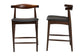 Baxton Studio Eira Counter Stool Set of 2- Walnut Wood Frame Counter-height Chair with Curved Backrest and Black Faux Leather Seat, Mid-Century Modern Kitchen Island Seating FredCo