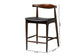 Baxton Studio Eira Counter Stool Set of 2- Walnut Wood Frame Counter-height Chair with Curved Backrest and Black Faux Leather Seat, Mid-Century Modern Kitchen Island Seating FredCo