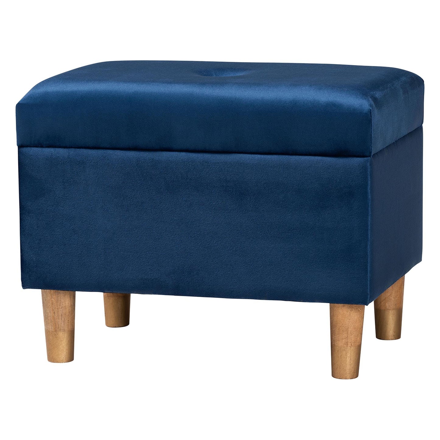 Baxton Studio Elias Modern Navy Blue Velvet Fabric Storage Ottoman FredCo