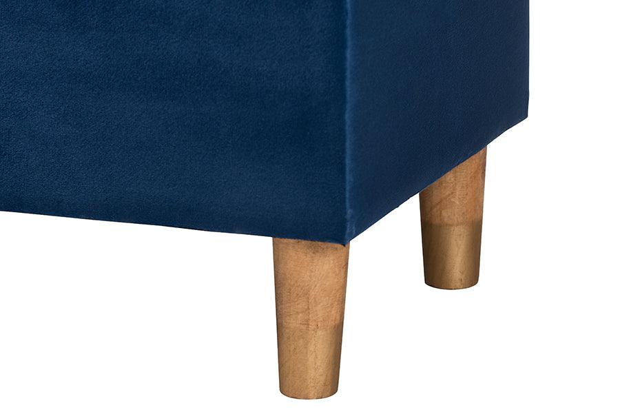 Baxton Studio Elias Modern Navy Blue Velvet Fabric Storage Ottoman FredCo