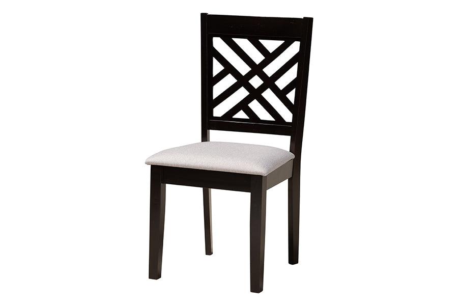 Baxton Studio Elise Modern Grey Fabric and Dark Brown Finished Wood 5-Piece Dining Set FredCo