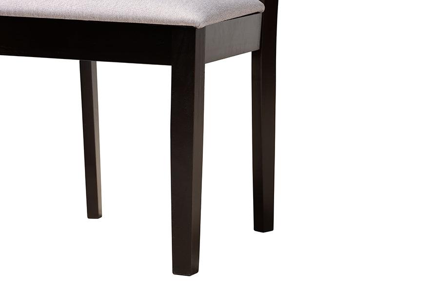Baxton Studio Elise Modern Grey Fabric and Dark Brown Finished Wood 5-Piece Dining Set FredCo