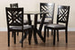 Baxton Studio Elise Modern Grey Fabric and Dark Brown Finished Wood 5-Piece Dining Set FredCo