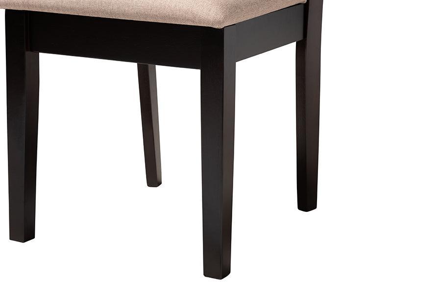 Baxton Studio Elise Modern Sand Fabric and Dark Brown Finished Wood 5-Piece Dining Set FredCo
