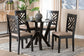 Baxton Studio Elise Modern Sand Fabric and Dark Brown Finished Wood 5-Piece Dining Set FredCo