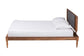 Baxton Studio Eliseo Mid-Century Modern Dark Grey Fabric and Walnut Brown Finished Wood Platform Bed FredCo