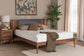 Baxton Studio Eliseo Mid-Century Modern Dark Grey Fabric and Walnut Brown Finished Wood Platform Bed FredCo