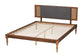Baxton Studio Eliseo Mid-Century Modern Dark Grey Fabric and Walnut Brown Finished Wood Platform Bed FredCo