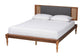 Baxton Studio Eliseo Mid-Century Modern Dark Grey Fabric and Walnut Brown Finished Wood Platform Bed FredCo