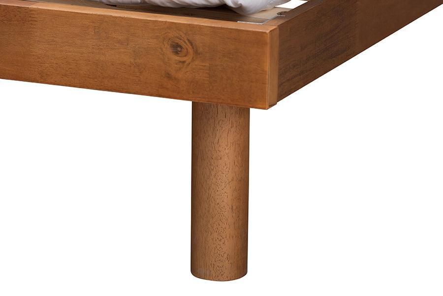 Baxton Studio Elitia Classic and Traditional Grey Fabric and Walnut Brown Finished Wood Platform Bed FredCo