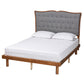 Baxton Studio Elitia Classic and Traditional Grey Fabric and Walnut Brown Finished Wood Platform Bed FredCo
