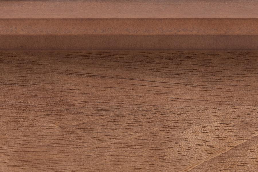 Baxton Studio Elvina Mid-Century Transitional Ash Walnut Wood King Size Platform Bed with Built-In Shelves FredCo