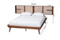 Baxton Studio Elvina Mid-Century Transitional Ash Walnut Wood King Size Platform Bed with Built-In Shelves FredCo