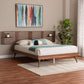 Baxton Studio Elvina Mid-Century Transitional Ash Walnut Wood King Size Platform Bed with Built-In Shelves FredCo