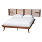 Baxton Studio Elvina Mid-Century Transitional Ash Walnut Wood Queen Size Platform Bed with Built-In Shelves FredCo