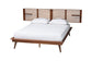 Baxton Studio Elvina Mid-Century Transitional Ash Walnut Wood Queen Size Platform Bed with Built-In Shelves FredCo
