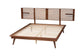 Baxton Studio Elvina Mid-Century Transitional Ash Walnut Wood Queen Size Platform Bed with Built-In Shelves FredCo