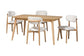 Baxton Studio Emily 5-Piece Dining Set - Solid Wood Rectangular Table with Boucle Upholstered Chairs, Mid-Century Modern Dining Furniture for Kitchen or Dining Room, Natural and White FredCo