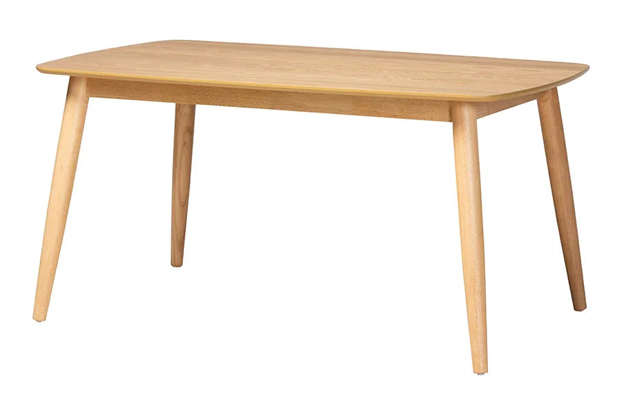 Baxton Studio Emily 5-Piece Dining Set - Solid Wood Rectangular Table with Boucle Upholstered Chairs, Mid-Century Modern Dining Furniture for Kitchen or Dining Room, Natural and White FredCo